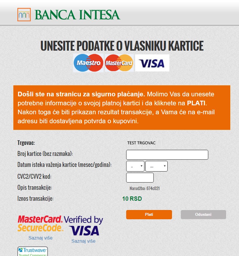 Virtuemart Banca Intesa NestPay Payment Method